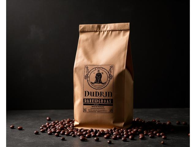 Packaging for Dublin Dark Roast coffee beans